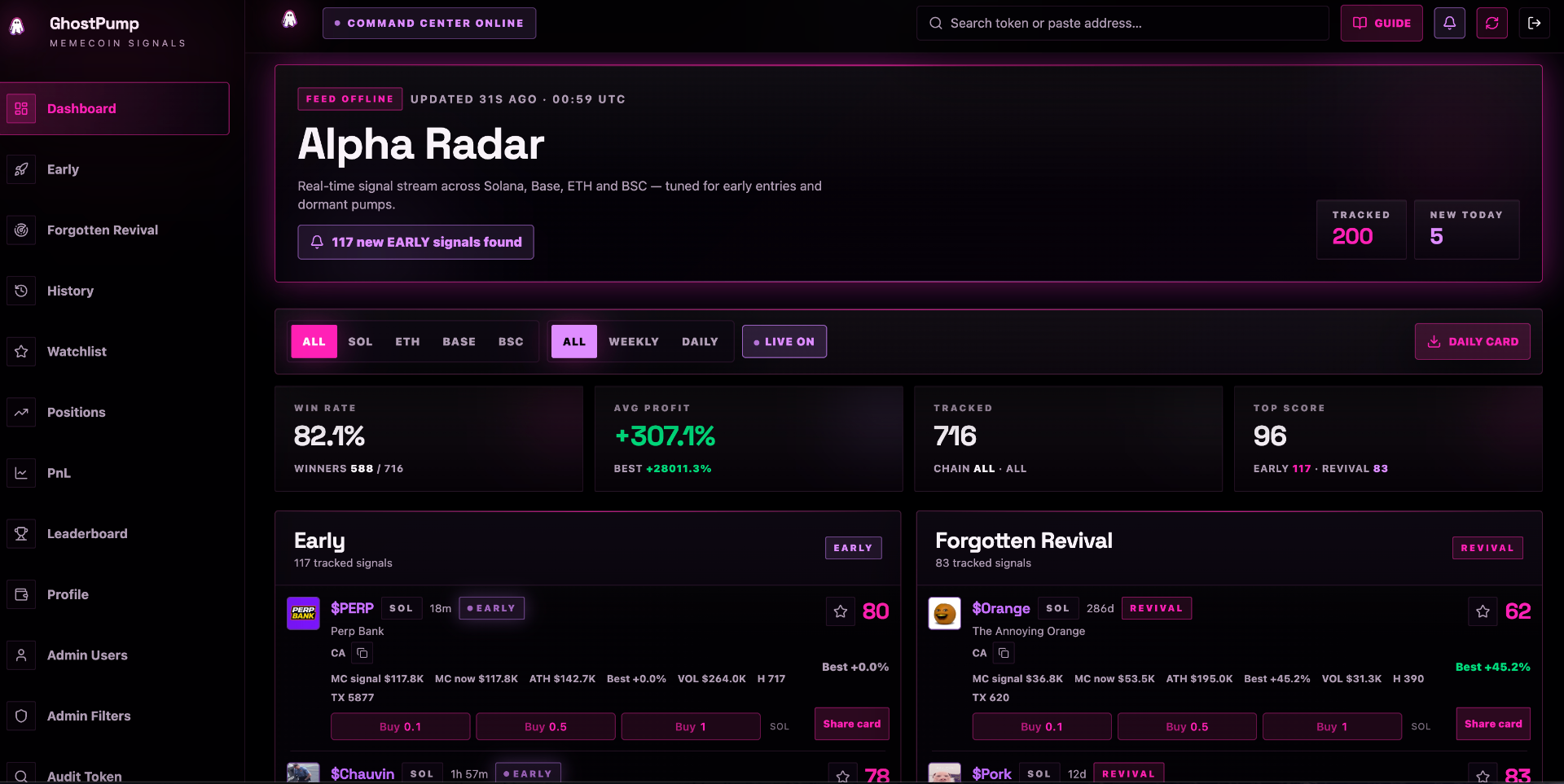 GhostPump live dashboard preview